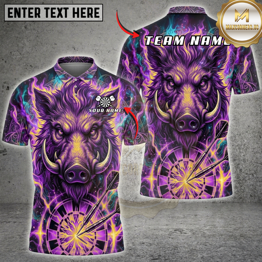 Maxcorners Galaxy Thunder Wild Boar Dartboard Fantasy Multicolor Options Personalized Name, Team Name 3D Shirt (5 Colors)