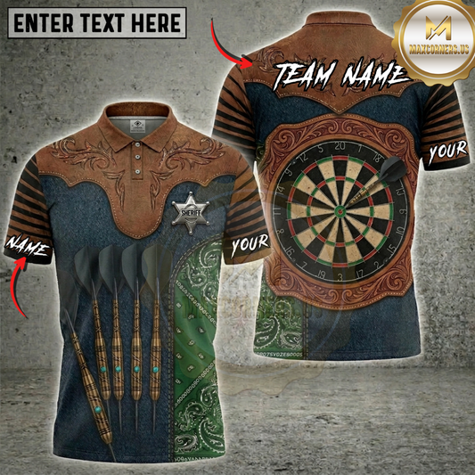 Maxcorners Wild West Sheriff Dartboard Fantasy Multicolor Options Personalized Name, Team Name 3D Shirt (4 Colors)