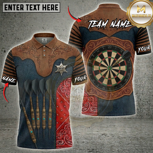 Maxcorners Wild West Sheriff Dartboard Fantasy Multicolor Options Personalized Name, Team Name 3D Shirt (4 Colors)