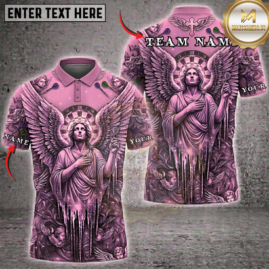 Maxcorners Golden Holy Angel Dartboard Fantasy Multicolor Options Personalized Name, Team Name 3D Shirt (3 Colors)