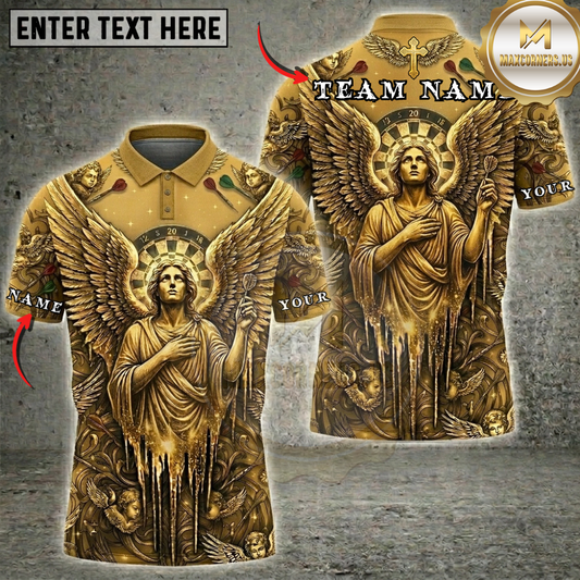 Maxcorners Golden Holy Angel Dartboard Fantasy Multicolor Options Personalized Name, Team Name 3D Shirt (3 Colors)