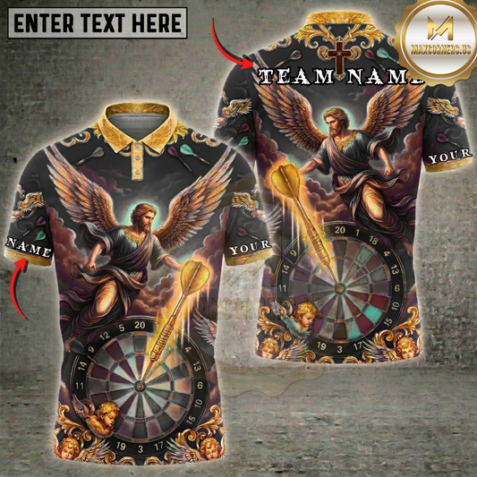 Maxcorners Heavenly Archangel Dartboard Fantasy Multicolor Options Personalized Name, Team Name 3D Shirt (6 Colors)