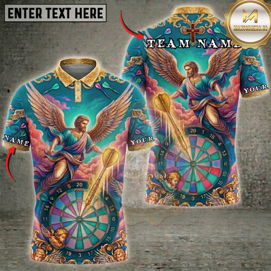 Maxcorners Heavenly Archangel Dartboard Fantasy Multicolor Options Personalized Name, Team Name 3D Shirt (6 Colors)
