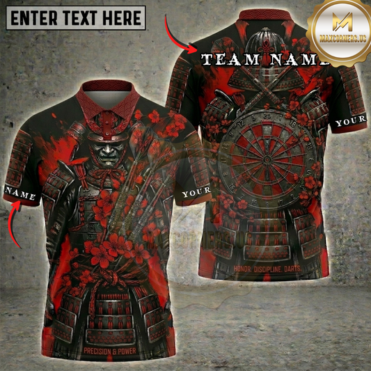 Maxcorners Crimson Samurai Warrior Dartboard Fantasy Multicolor Options Personalized Name, Team Name 3D Shirt (6 Colors)