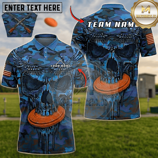 Maxcorners Camo Skull Eagle Trap Shooting Multicolor Options Personalized Name, Team Name 3D Shirt (3 Colors)