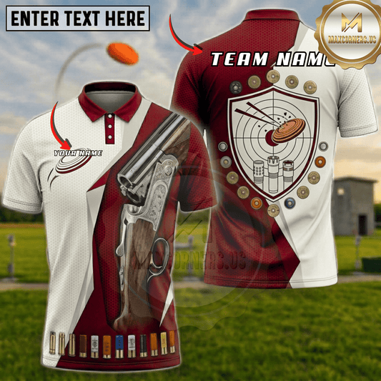 Maxcorners Target Shield Shotgun Trap Shooting Multicolor Options Personalized Name, Team Name 3D Shirt (6 Colors)