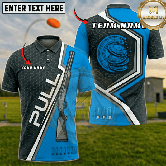 Maxcorners "Pull" Clay Pigeon Trap Shooting Multicolor Options Personalized Name, Team Name 3D Shirt (6 Colors)
