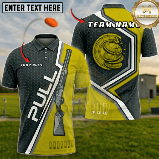 Maxcorners Red Pull Clay Pigeon Trap Shooting Multicolor Options Personalized Name, Team Name 3D Shirt (6 Colors)
