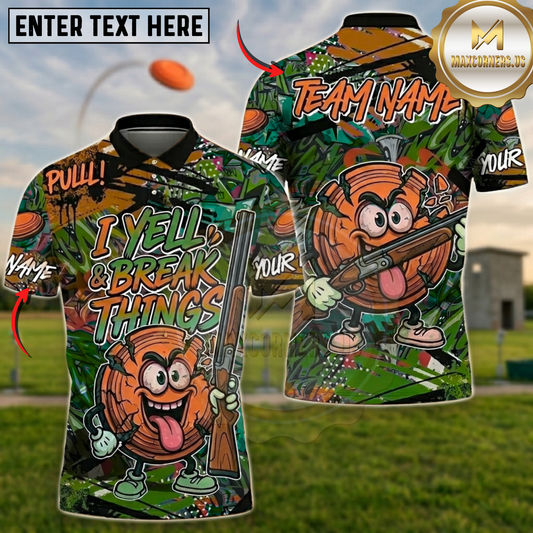 Maxcorners Funny I Yell And Break Things Trap Shooting Multicolor Options Personalized Name, Team Name 3D Shirt (4 Colors)