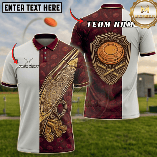 Maxcorners Golden Gun Shield Trap Shooting Multicolor Options Personalized Name, Team Name 3D Shirt (5 Colors)