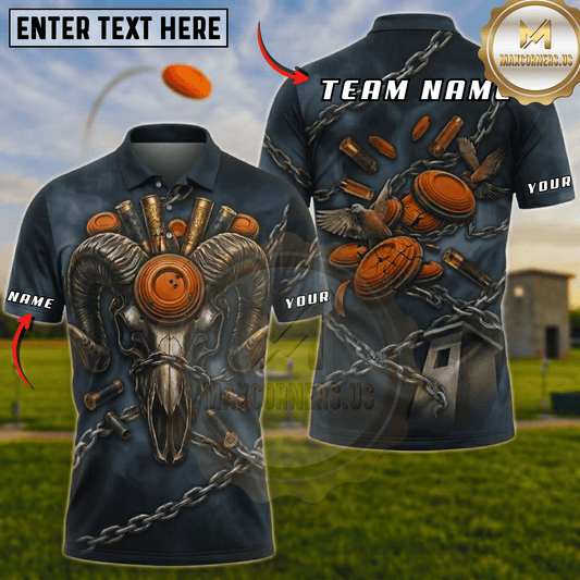 Maxcorners Ram Skull Chain Trap Shooting Multicolor Options Personalized Name, Team Name 3D Shirt (5 Colors)