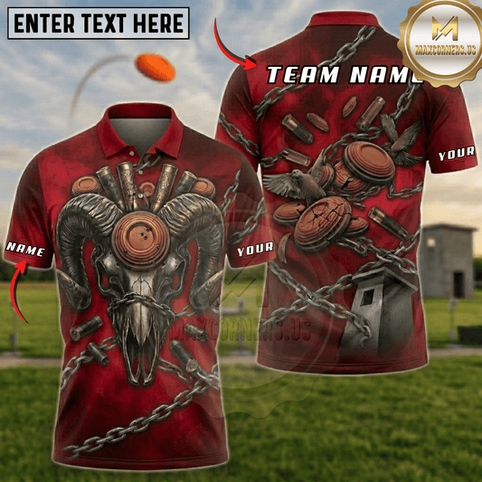 Maxcorners Ram Skull Chain Trap Shooting Multicolor Options Personalized Name, Team Name 3D Shirt (5 Colors)