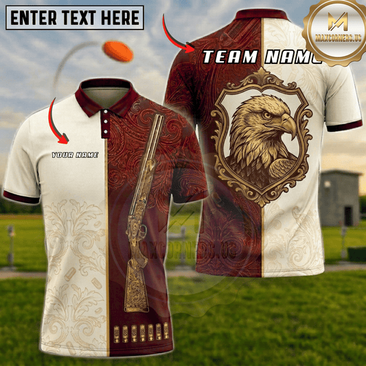 Maxcorners Royal Eagle Shield Trap Shooting Multicolor Options Personalized Name, Team Name 3D Shirt (6 Colors)
