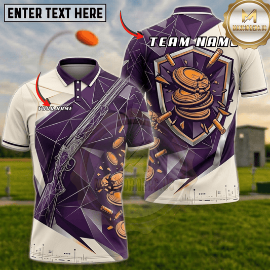 Maxcorners Geometric Shield Trap Shooting Multicolor Options Personalized Name, Team Name 3D Shirt (6 Colors)