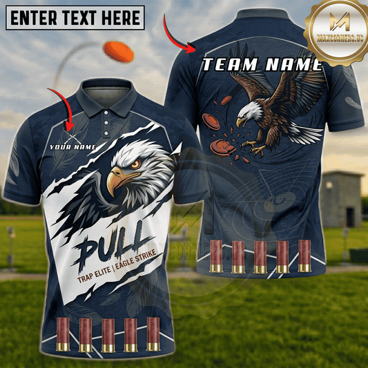 Maxcorners Eagle Strike Pull Trap Shooting Multicolor Options Personalized Name, Team Name 3D Shirt (6 Colors)