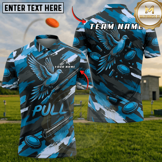 Maxcorners Pull Dove Orange Camo Trap Shooting Multicolor Options Personalized Name, Team Name 3D Shirt (5 Colors)