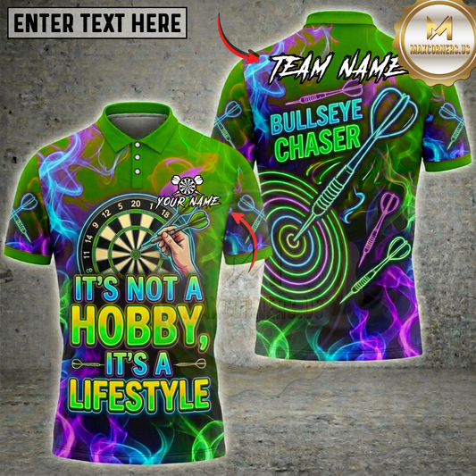 Maxcorners Neon Smoke It's Not A Hobby It's A Lifestyle Bullseye Chaser Dartboard Fantasy Multicolor Options Personalized Name, Team Name 3D Shirt (5 Colors)