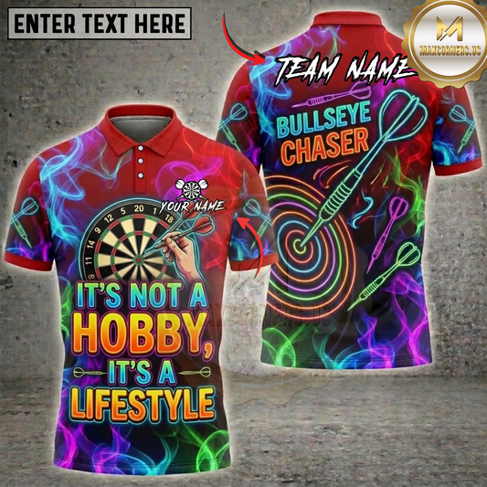 Maxcorners Neon Smoke It's Not A Hobby It's A Lifestyle Bullseye Chaser Dartboard Fantasy Multicolor Options Personalized Name, Team Name 3D Shirt (5 Colors)