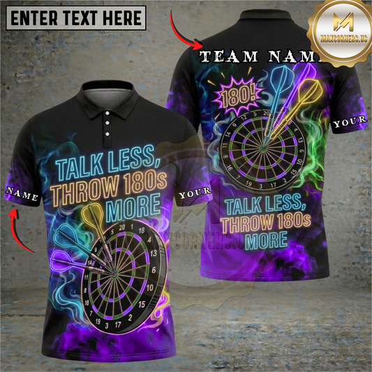 Maxcorners Talk Less Throw 180s More Smoke Dartboard Fantasy Multicolor Options Personalized Name, Team Name 3D Shirt (6 Colors)