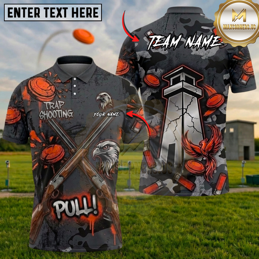 Maxcorners Break Em All Shooter Pull Yellow Trap Shooting Multicolor Options Personalized Name, Team Name 3D Shirt (5 Colors)