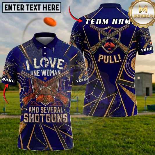 Maxcorners I Love One Woman And Several Shotguns Pull Clay Trap Shooting Multicolor Options Personalized Name, Team Name 3D Shirt (5 Colors)