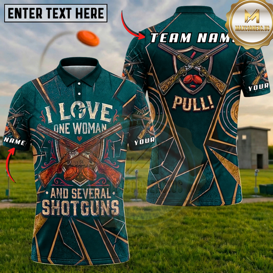 Maxcorners I Love One Woman And Several Shotguns Pull Clay Trap Shooting Multicolor Options Personalized Name, Team Name 3D Shirt (5 Colors)