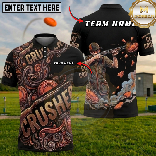 Maxcorners Clay Crusher Shattered Target Shooter Trap Shooting Multicolor Options Personalized Name, Team Name 3D Shirt (5 Colors)