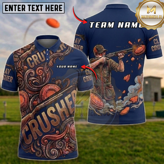 Maxcorners Clay Crusher Shattered Target Shooter Trap Shooting Multicolor Options Personalized Name, Team Name 3D Shirt (5 Colors)