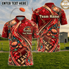 Maxcorners Trap Shooting Red Crystal Ruby Gold Cracked Gears Bullet Flames Personalized Polo Shirt