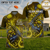 Maxcorners Trap Shooting Navy Blue Galaxy Blue Fire Shattered Glass Shotgun Personalized Polo Shirt