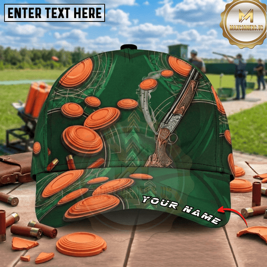 (7 Colors) Maxcorners Orange Clay Pattern Vintage Shotgun Trap Shooting Multicolor Options Personalized Name, Team Name 3D Cap