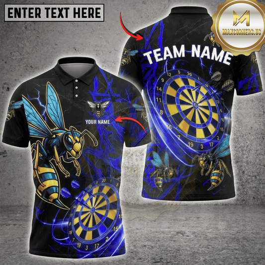 Maxcorners Wasp Hornet Thunder Lightning Dartboard Fantasy Multicolor Options Personalized Name, Team Name 3D Shirt (6 Colors)