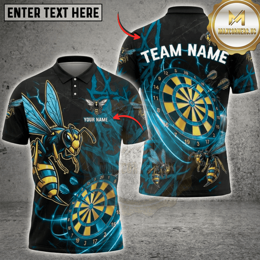 Maxcorners Wasp Hornet Thunder Lightning Dartboard Fantasy Multicolor Options Personalized Name, Team Name 3D Shirt (6 Colors)