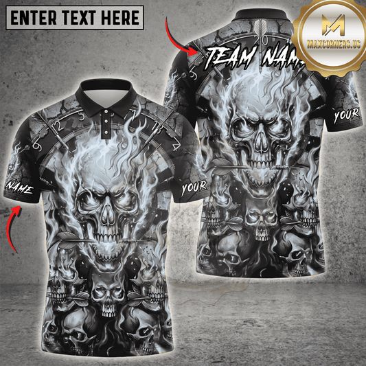 Maxcorners Flaming Inferno Skull Horde Dartboard Fantasy Multicolor Options Personalized Name, Team Name 3D Shirt (6 Colors)