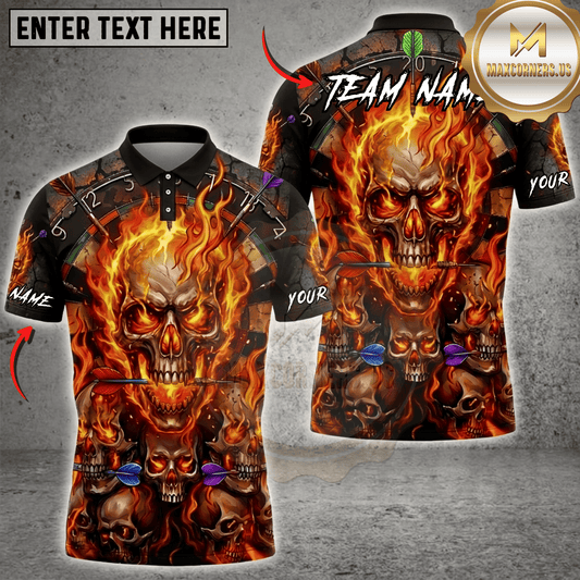 Maxcorners Flaming Inferno Skull Horde Dartboard Fantasy Multicolor Options Personalized Name, Team Name 3D Shirt (6 Colors)