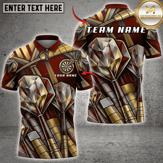 Maxcorners Diamond Crystal Dart Geometric Luxury Dartboard Fantasy Multicolor Options Personalized Name, Team Name 3D Shirt (6 Colors)
