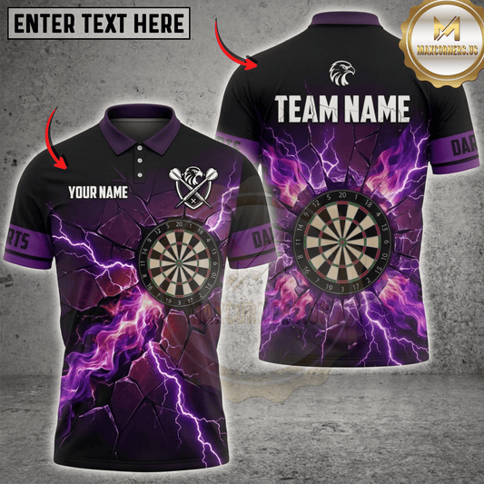 Maxcorners Eagle Thunder Cracked Lightning Dartboard Fantasy Multicolor Options Personalized Name, Team Name 3D Shirt (5 Colors)