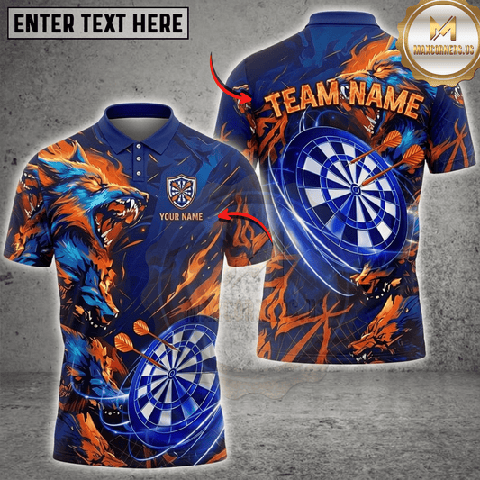 Maxcorners Fire Wolf Roaring Lightning Dartboard Fantasy Multicolor Options Personalized Name, Team Name 3D Shirt (6 Colors)