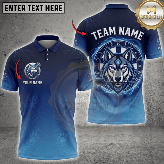 Maxcorners Wolf Emblem Dart In Mouth Lightning Dartboard Fantasy Multicolor Options Personalized Name, Team Name 3D Shirt (6 Colors)