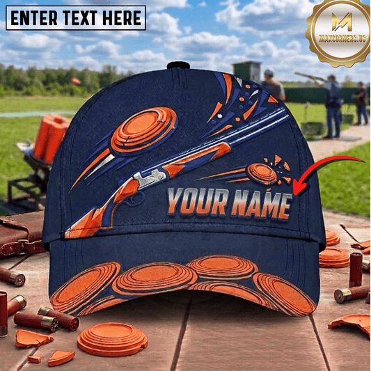 (7 Colors) Maxcorners Shotgun Flying Clay Target Shattered Clay Brim Trap Shooting Multicolor Options Personalized Name, Team Name 3D Cap