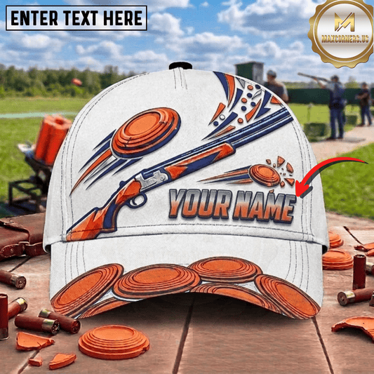 (7 Colors) Maxcorners Shotgun Flying Clay Target Shattered Clay Brim Trap Shooting Multicolor Options Personalized Name, Team Name 3D Cap