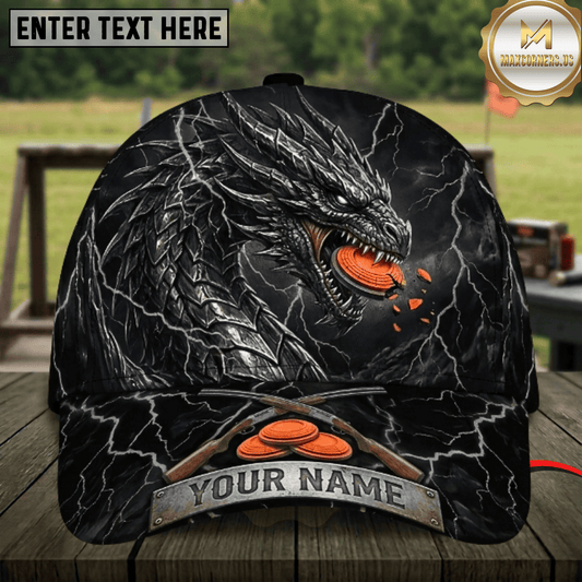 (8 Colors) Maxcorners Thunder Dragon Biting Clay Lightning Crossed Shotguns Trap Shooting Multicolor Options Personalized Name 3D Cap