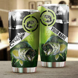 Maxcorners Largemouth Bass Fishing Tumbler Fish On green Camo Customize Name