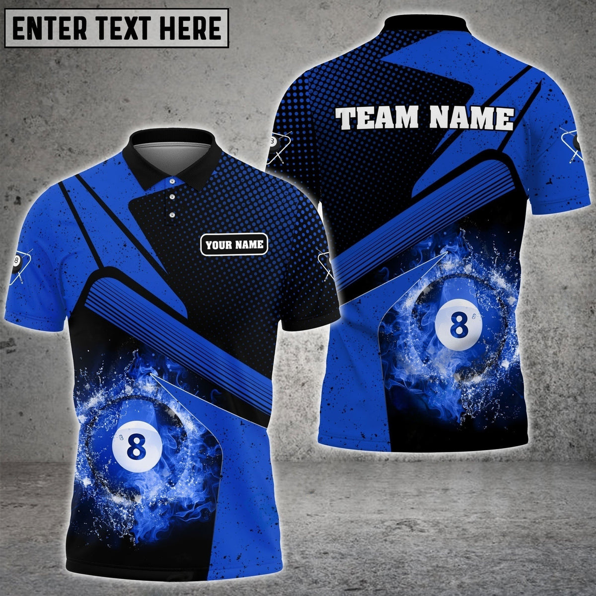 Maxcorners Billiard Galaxy Blue Team Jersey Personalized Name, Team Name 3D Polo Shirt (4 Colors)