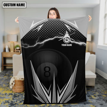 Maxcorners Personalized Billiard 8 Ball Grey Blanket
