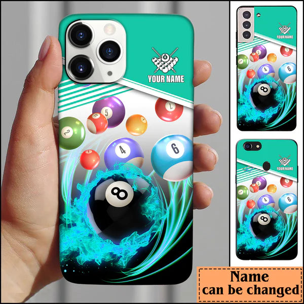 Maxcorners Billiard Cyan Personalized Name Phone Case