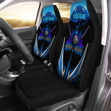 Maxcorners 8 Ball Billiard Blue Personalized Name Car Seat Covers Universal Fit (2Pcs)