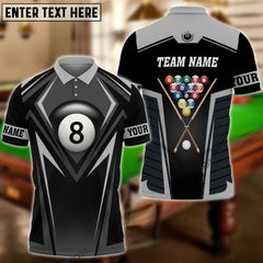 Maxcorners Billiards 8 Ball Champion Personalized Name 3D Shirt (Multi Color Options)