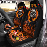 Maxcorners Billiard Skull Personalized Name Car Seat Covers Universal Fit (2Pcs)