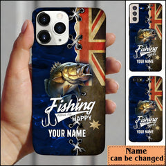 Maxcorners Bass Fishing Blue Flag Personalized Name Phone Case (USA, CA, AU) LM1812